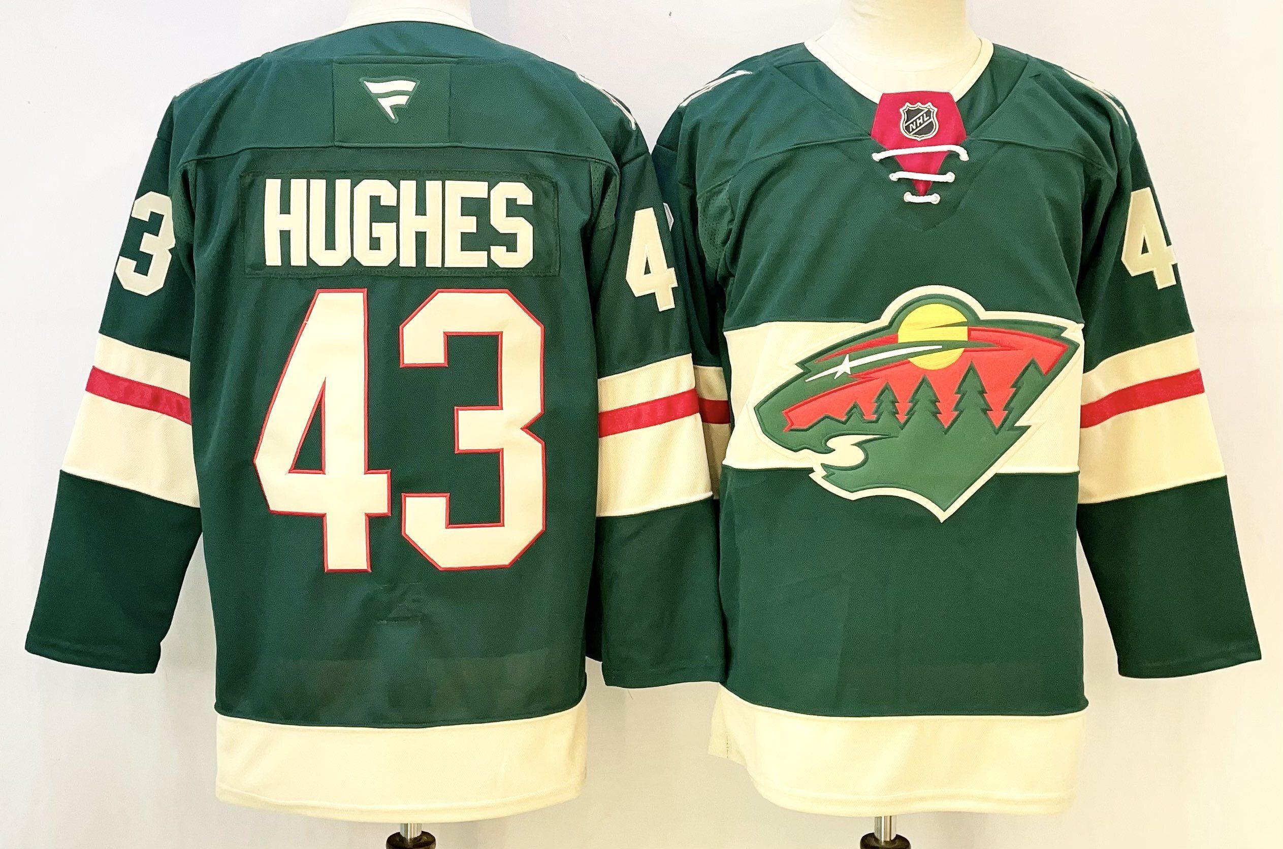 Men 2026 Minnesota Wild #43 Hughes Green NHL Jersey style 01